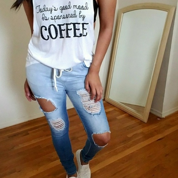 DISTRESSED DENIM JOGGERS - Picture 2 of 8